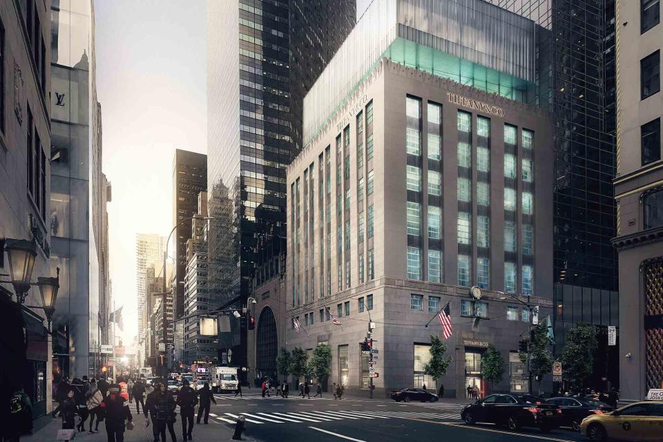 <p>Courtesy of Tiffany & Co.</p> A three-story glass addition now tops Tiffany & Co.