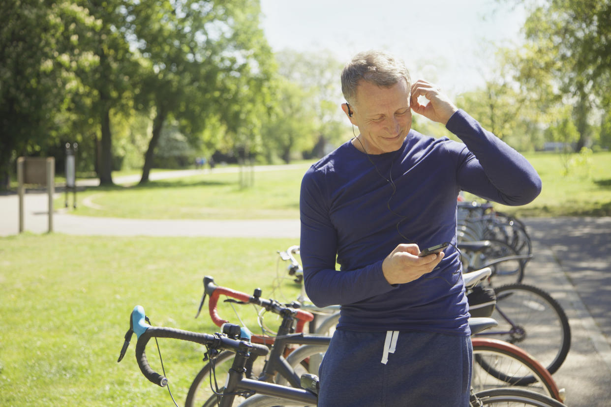 Man at park with bikes