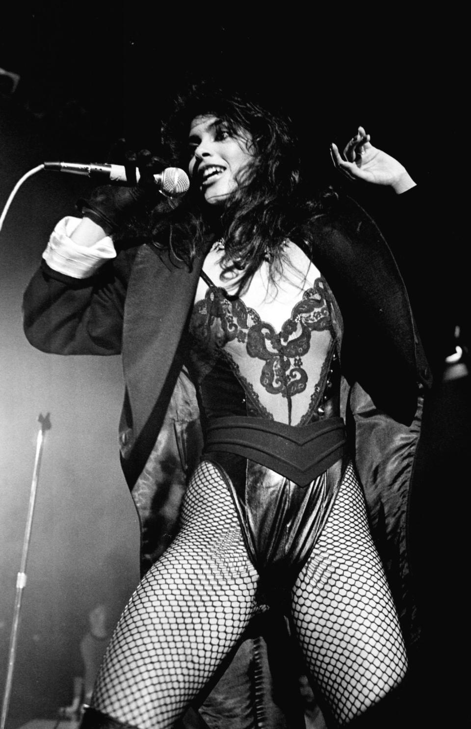 <p>Vanity, a singer-model-actress best known for her time touring with Prince, died at 57 on February 15. She turned away from her Hollywood lifestyle and towards Christianity in the mid-1990s, after suffering a near-fatal overdose. — (Pictured) Vanity, known as Denise Matthews performs with the group Vanity 6 on the TV Show “Solid Gold” in 1983. (Ron Wolfson/WireImage via Getty Images) </p>