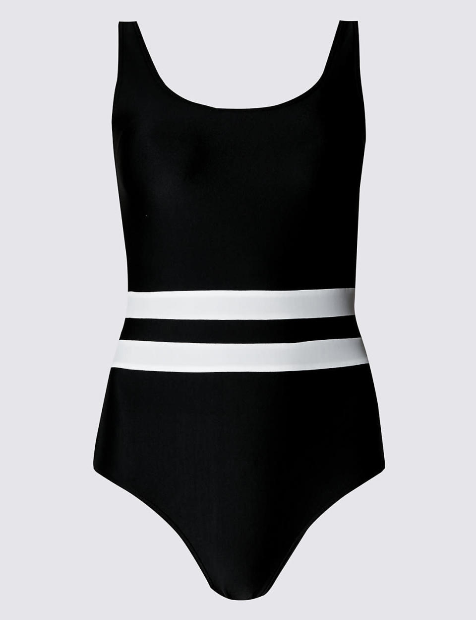 <p>This cleverly designed swimsuit with stripes around the waist would make sure to accentuate your waist giving you a flattering figure. <i><a href="http://www.marksandspencer.com/striped-waist-swimsuit-with-chlorine-resistant/p/p22445745?prevPage=srp#" rel="nofollow noopener" target="_blank" data-ylk="slk:[M&S, £25];elm:context_link;itc:0;sec:content-canvas" class="link ">[M&S, £25]</a></i></p>