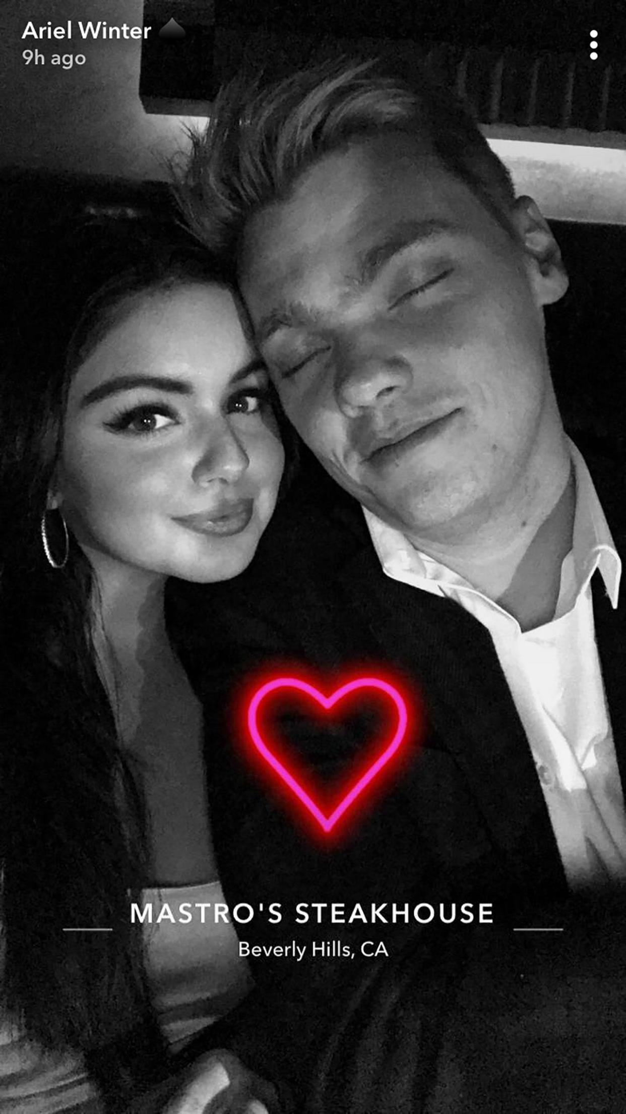 Ariel Winter and Levi Meaden at dinner