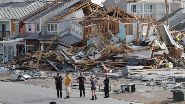 Rescue personnel perform a search in the aftermath of Hurricane Michael