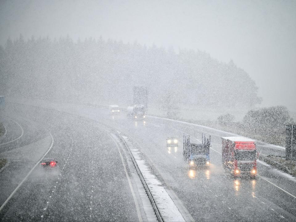 It is not yet clear if the snow is heavy enough to settle, as Storm Barra continues to make its way into the rest of Britain (Getty)