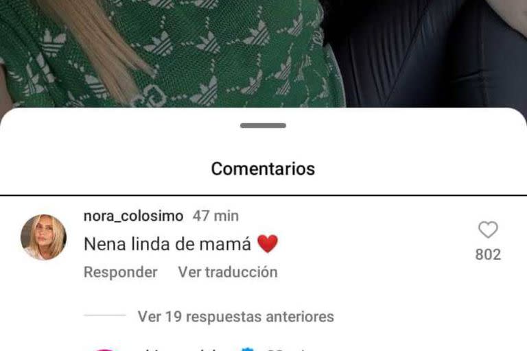 El tierno mensaje que dejó Nora Colosimo, mamá de Wanda Nara, en el posteo que realizó hoy su hija en el que da novedades de su estado de salud