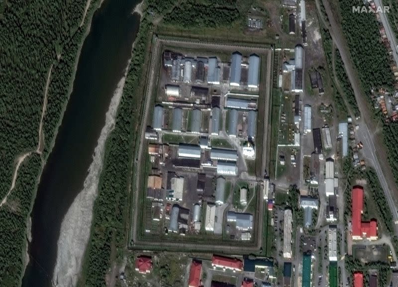 A satellite image shows the prison, where late Russian opposition politician Alexei Navalny served his jail term, in the settlement of Kharp