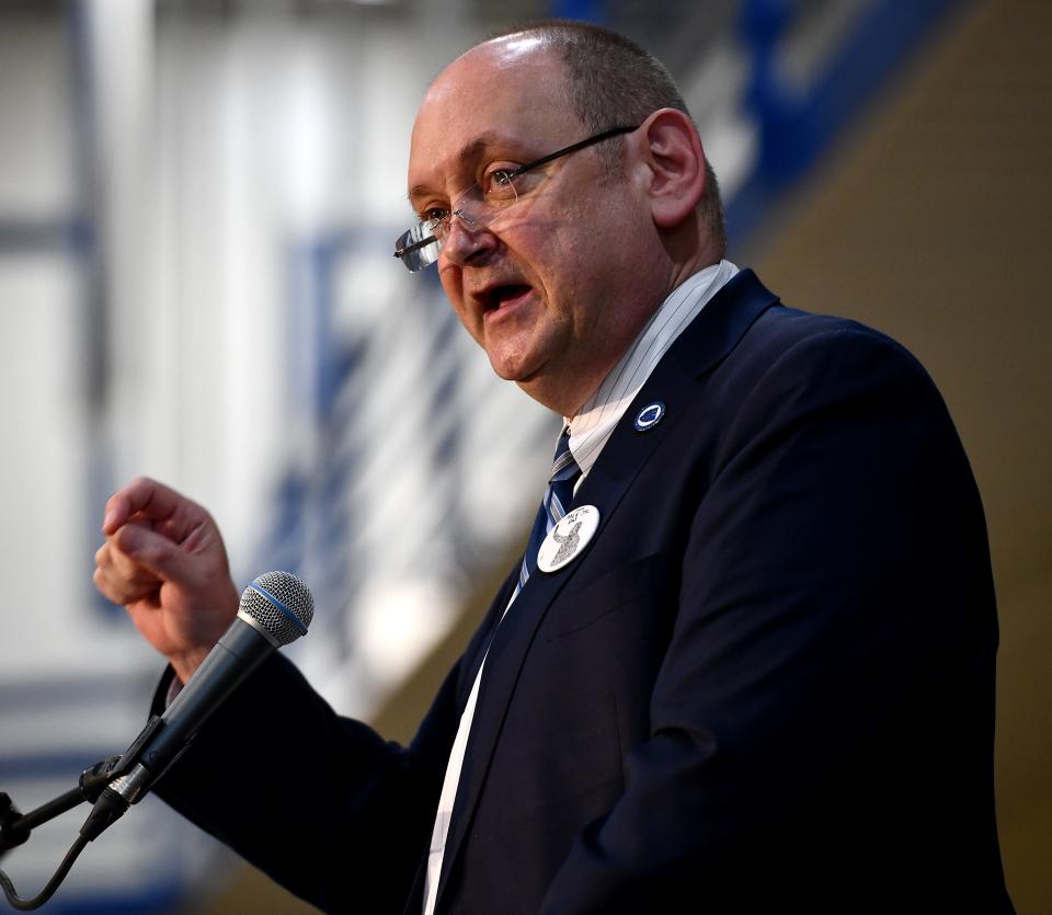 Greg Weiner, president of Assumption University, speaks during the 39th Annual Martin Luther King Jr. Community Breakfast Monday honoring Martin Luther King Jr..