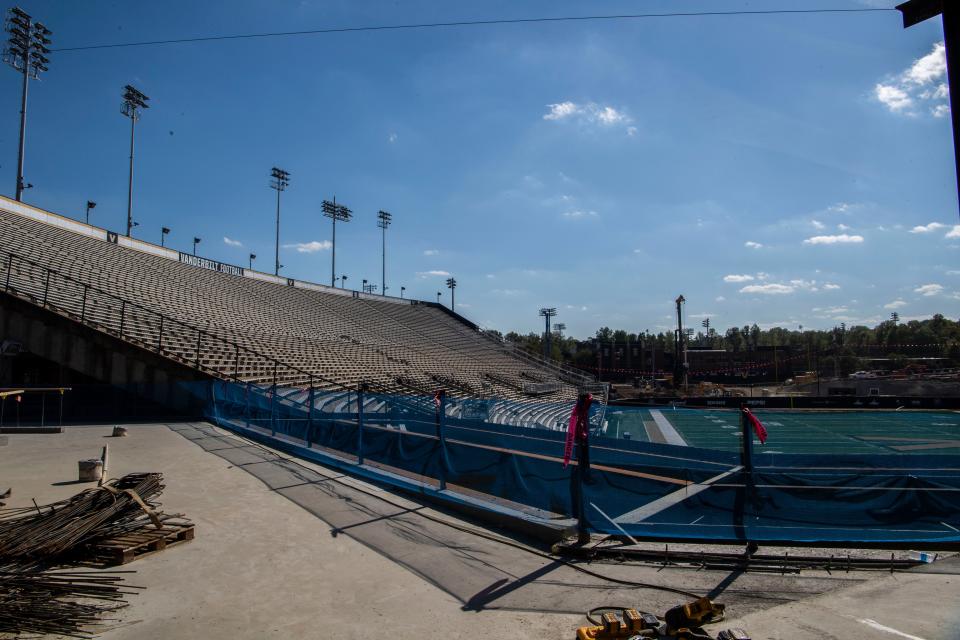 Stage one of construction at Firstbank Stadium at Vanderbilt University in Nashville, Tenn., Wednesday, Oct. 18, 2023.