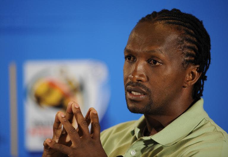 South African footballer John "Shoes" Moshoeu in Cape Town on December 2, 2009