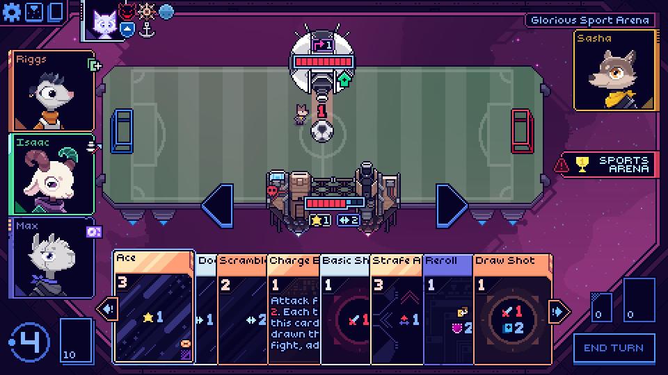 A spaceship football game in Cobalt Core.