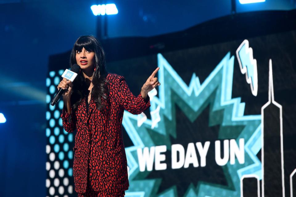 Jameela Jamil speaks onstage during WE Day UN 2019 at Barclays Center on September 25, 2019 in New York City. (Photo by Ilya S. Savenok/Getty Images for WE Day )