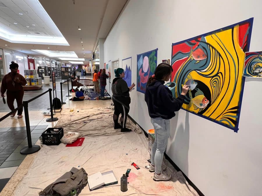 Local artists painted new permanent murals at NorthPark Mall Jan. 27-28, 2024.