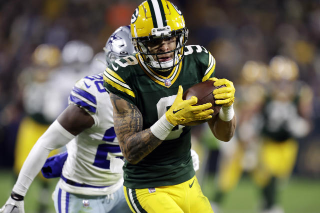 Green Bay Packers rookie receiver Christian Watson drops sure TD pass