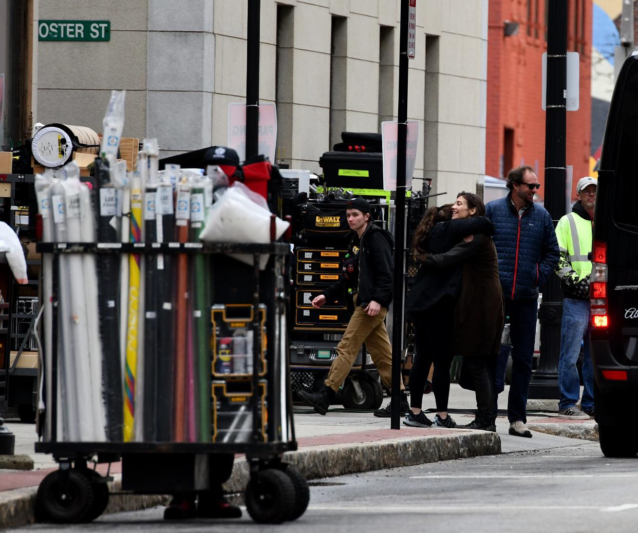 "The Walking Dead" star Lauren Cohan arrives to the The Walking Dead: Dead City set at Norwich and Foster Streets on Wednesday.