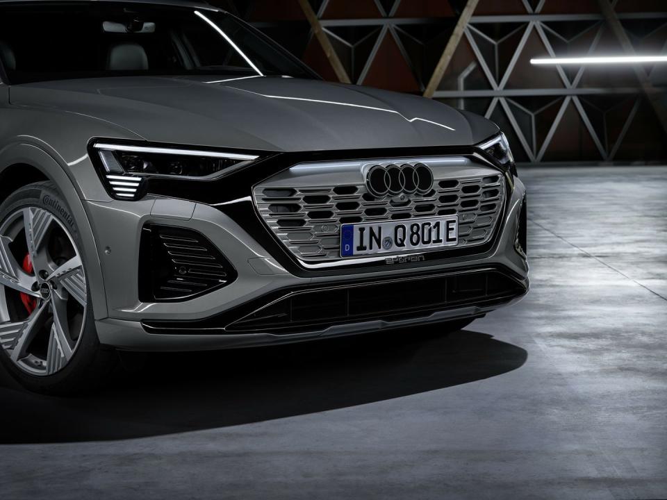 audi q8 e tron with new logo on front