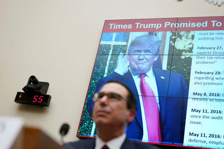 U.S. Treasury Secretary Steven Mnuchin testifies before a House Financial Services Committee hearing on the "State of the International Financial System" on Capitol Hill in Washington, U.S., April 9, 2019. REUTERS/Aaron P. Bernstein