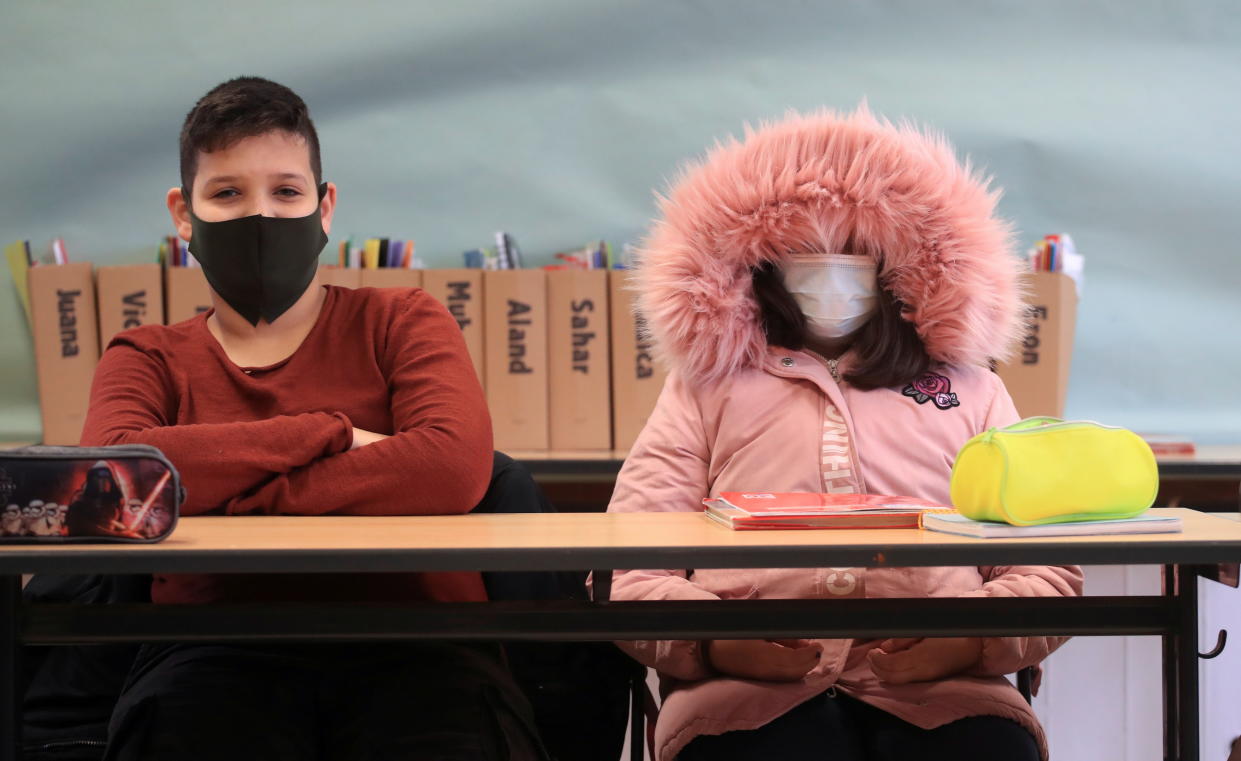 Students wearing masks