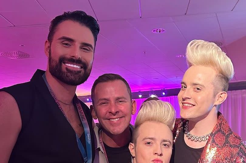 Rylan and Scott with Irish X-Factor contestants Jedward