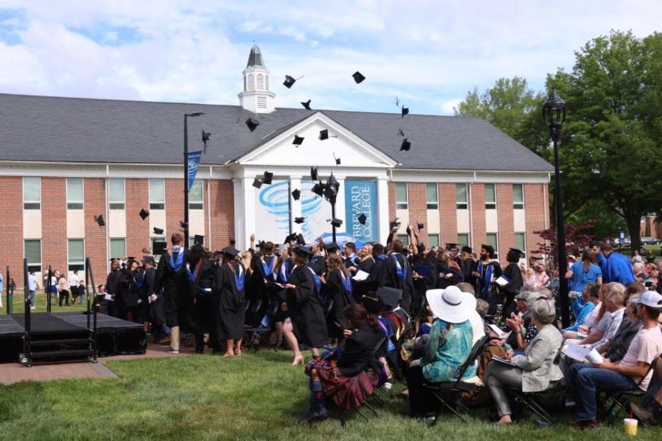 Brevard College's graduates celebrate during Saturday's graduation ceremony.