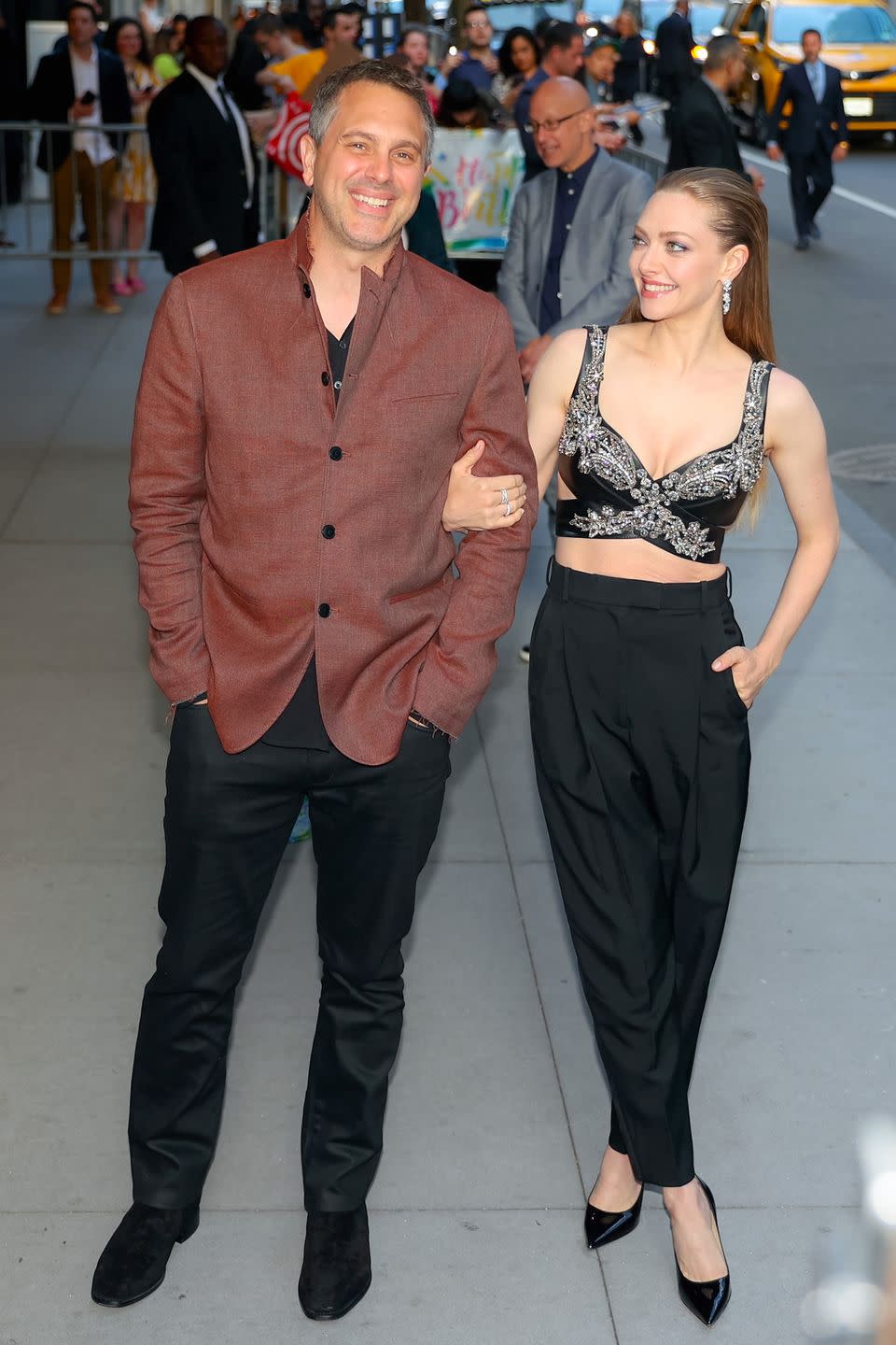 new york, ny june 01 thomas sadoski and amanda seyfried are seen attending premiere of the crowded room at the museum of modern art on june 01, 2023 in new york city photo by jose perezbauer griffingc images