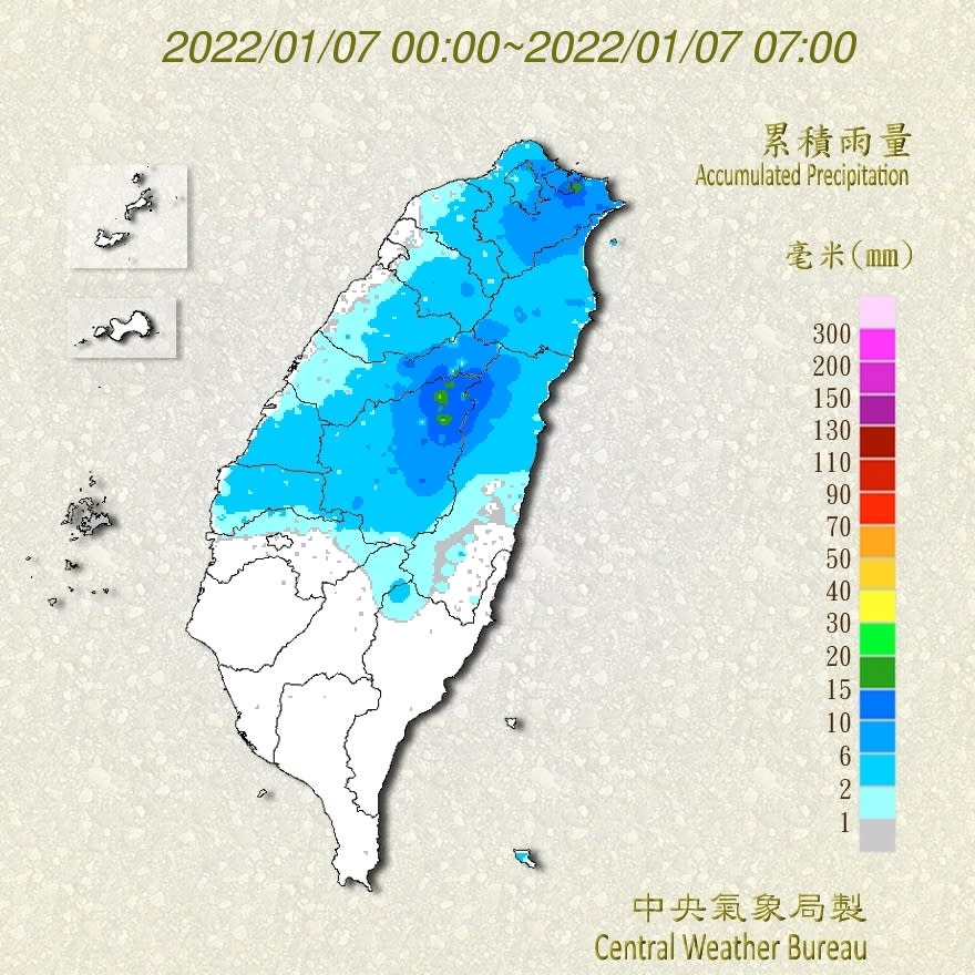 全台雨量圖。（圖 /中央氣象局）