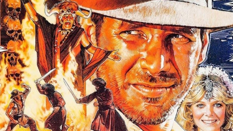 Temple of Doom artwork, showing Indy and other movie characters.