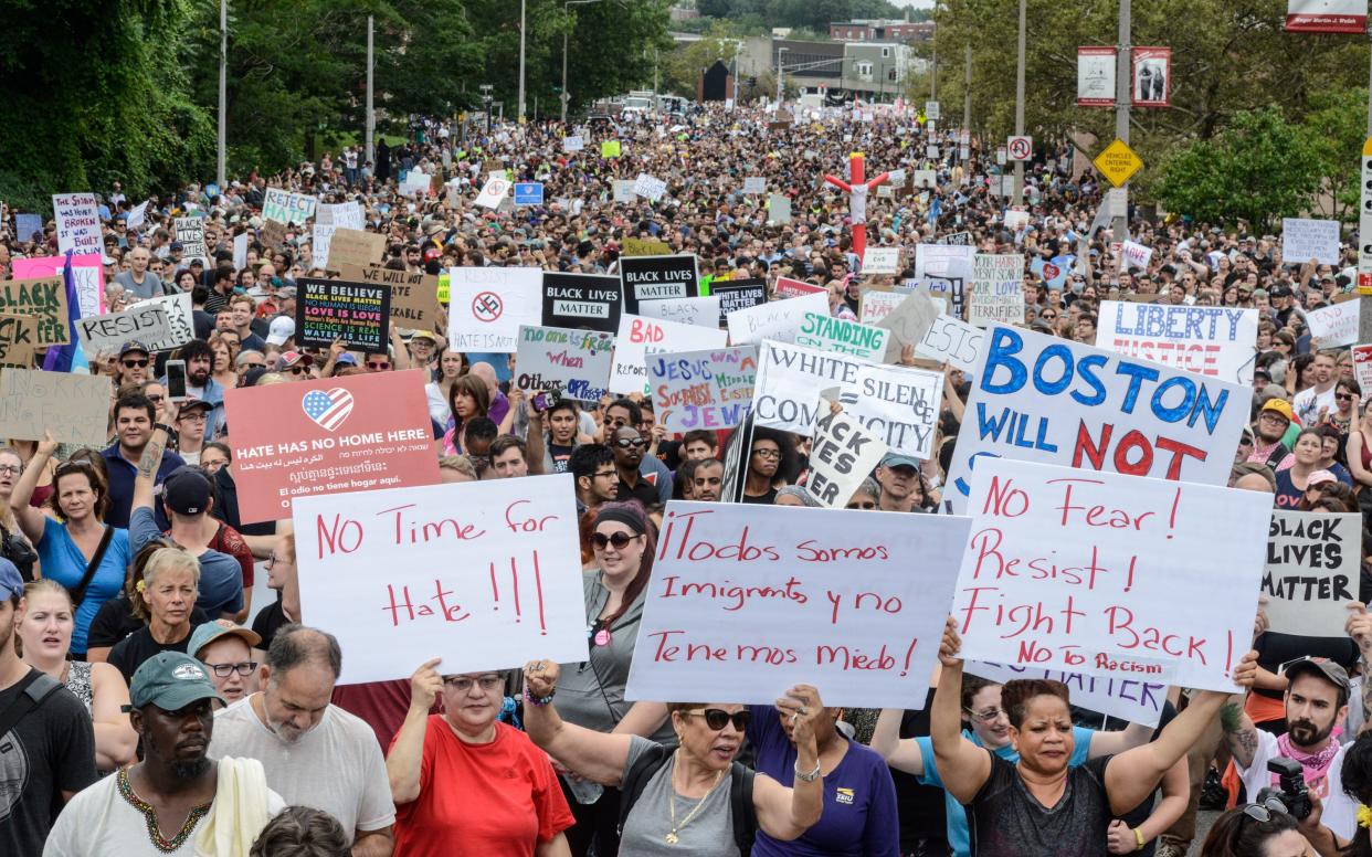 Thousands of counter-protesters assemble to confront an alt-Right rally in Boston - AFP