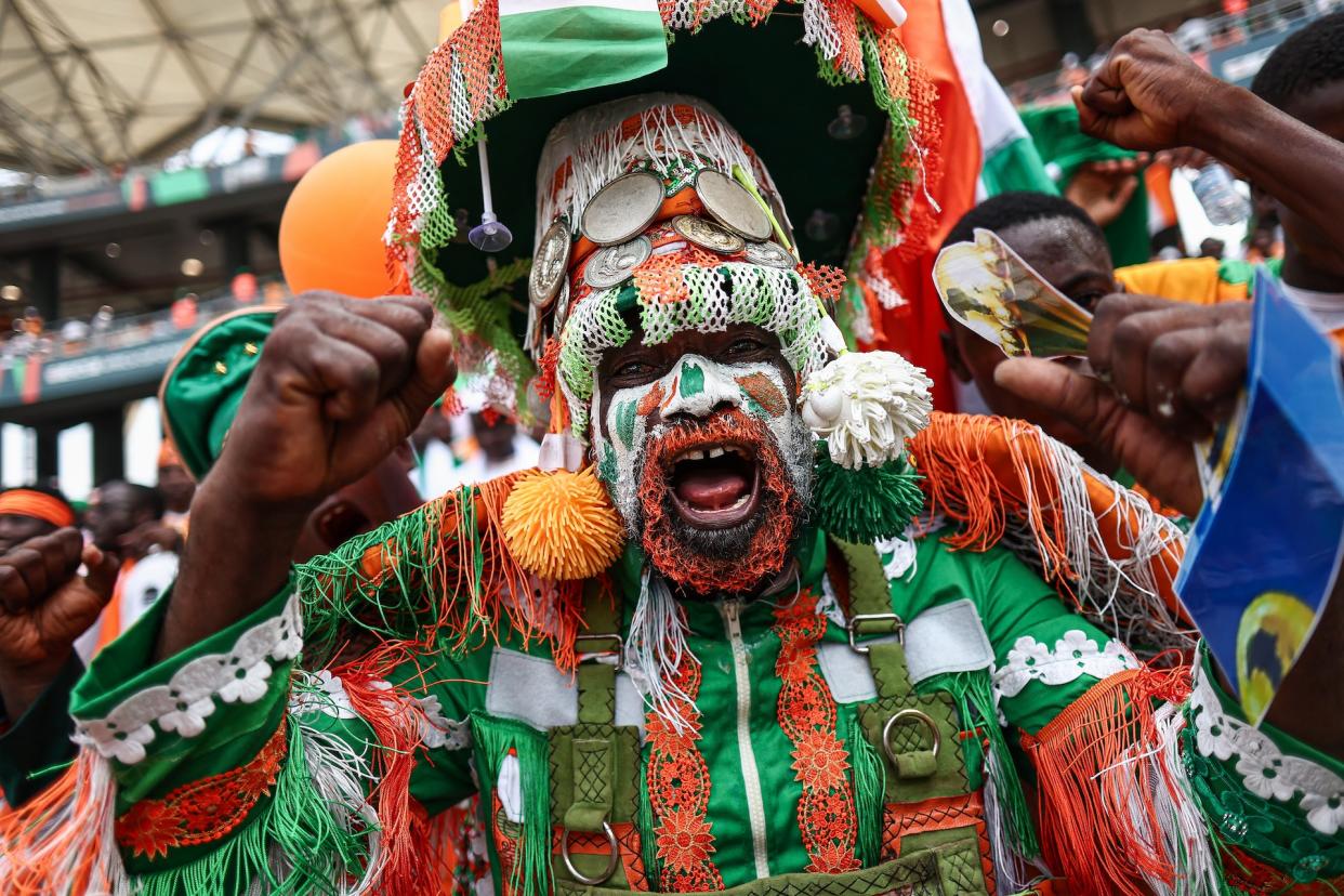 An Ivory Coast supporter during a group stage match. (Franck Fife/AFP via Getty Images)
