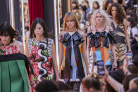 Models wear creations for the Louis Vuitton ready-to-wear Spring/Summer 2023 fashion collection presented Tuesday, Oct. 4, 2022 in Paris. (Photo by Vianney Le Caer/Invision/AP)