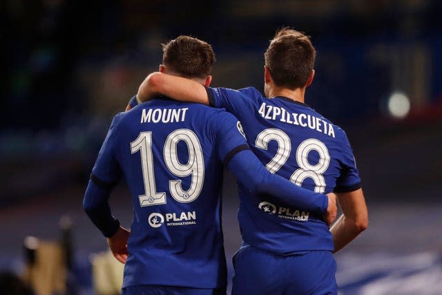 Chelsea's Mason Mount (left) and Cesar Azpilicueta celebrate 