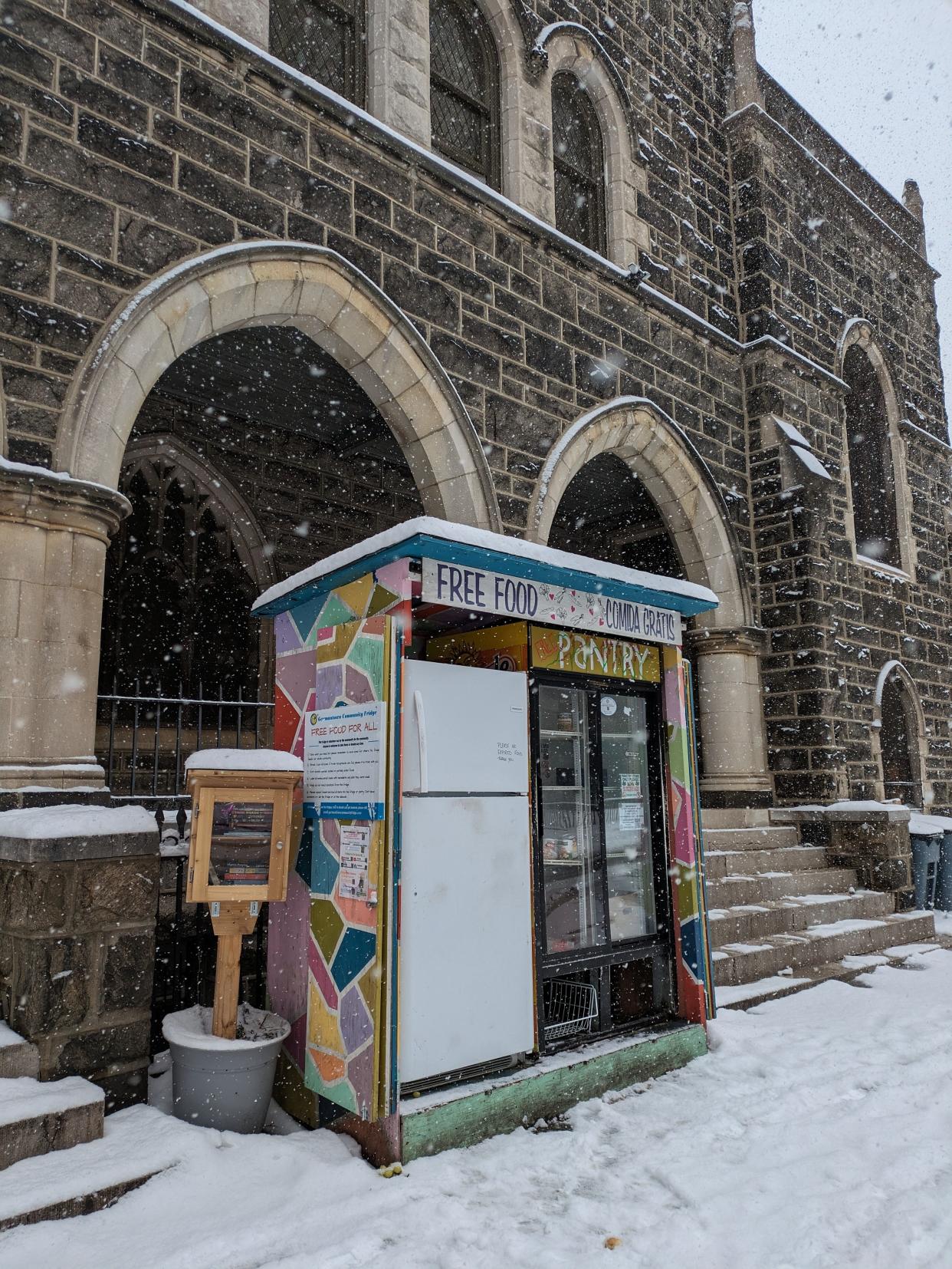 The Germantown Fridge is one of many Philadelphia-area community fridges and began in September 2020 by a Dean at a local middle school. She was in the process of moving and had an extra fridge and decided to put it to good use.