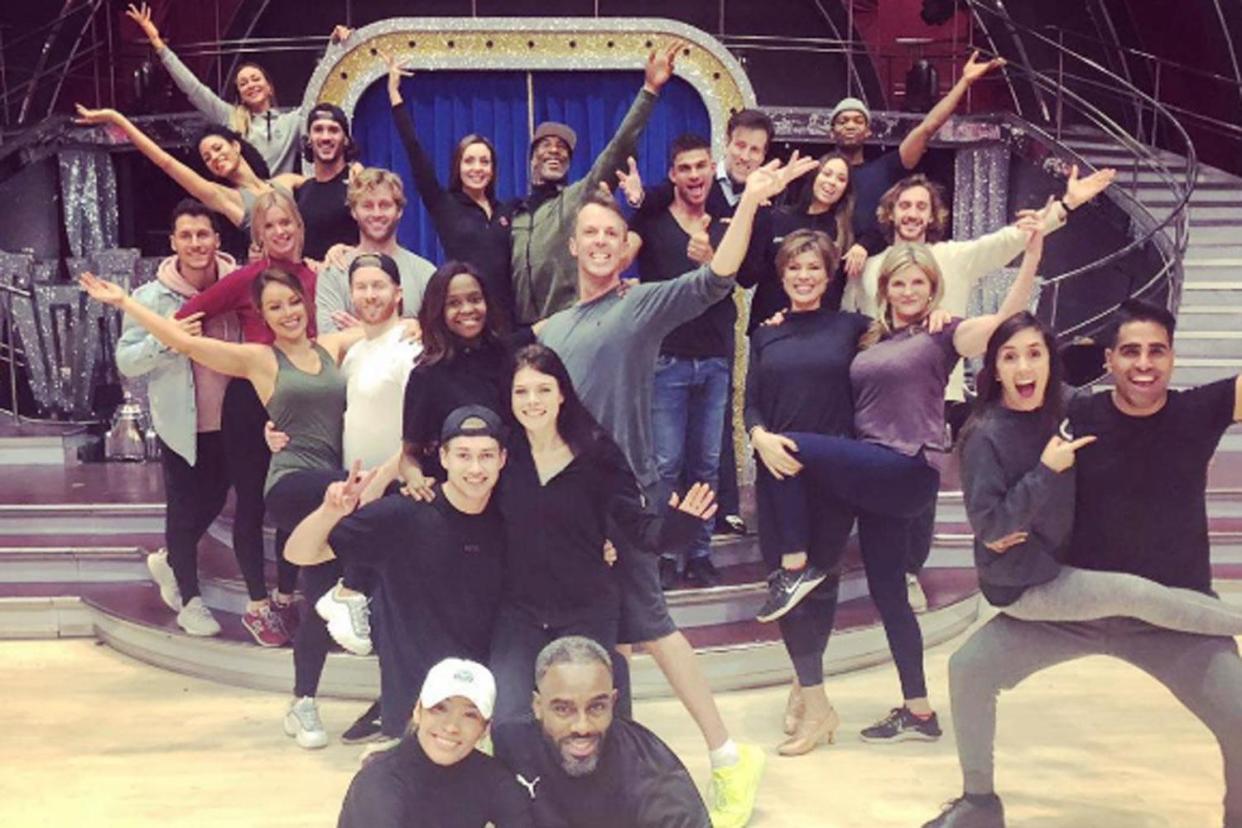 All together now: Seann Walsh and Katya Jones were among couples to reunite for the final group dance: Instagram / BBC Strictly