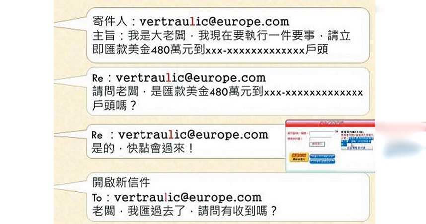 警方提醒，如接獲變更匯款帳戶或臨時調用資金等，務必以電話、傳真等第2管道再次確認。(圖／翻攝照片)