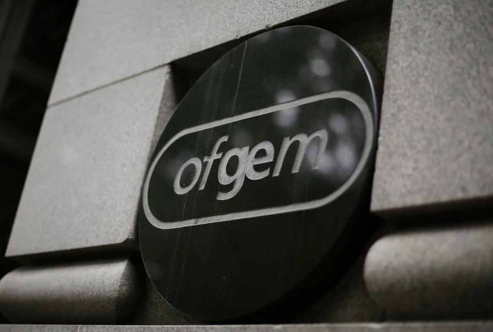 Ofgem sign outside the electricity and gas industry regulator's office in Millbank, central London. Photo: Yui Mok/PA via Getty