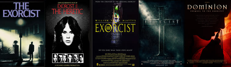 The original film posters for The Exorcist franchise.