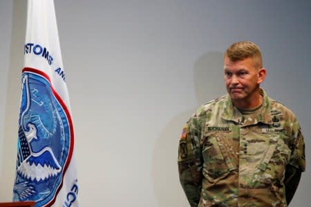 FILE PHOTO: Lt. Gen. Jeffrey S. Buchanan, commander of U.S. Army North 5th Army, visits the San Ysidro border crossing with Mexico in San Diego, California, U.S. November 9, 2018. REUTERS/Mike Blake