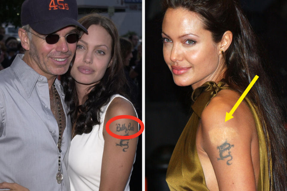 Closeup of Angelina Jolie's tattoo