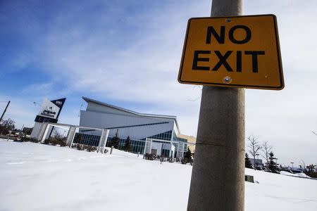 A "No Exit" street sign hangs on a street pole in front of the Light Korean Presbyterian Church, in Mississauga March 5, 2015. REUTERS/Mark Blinch