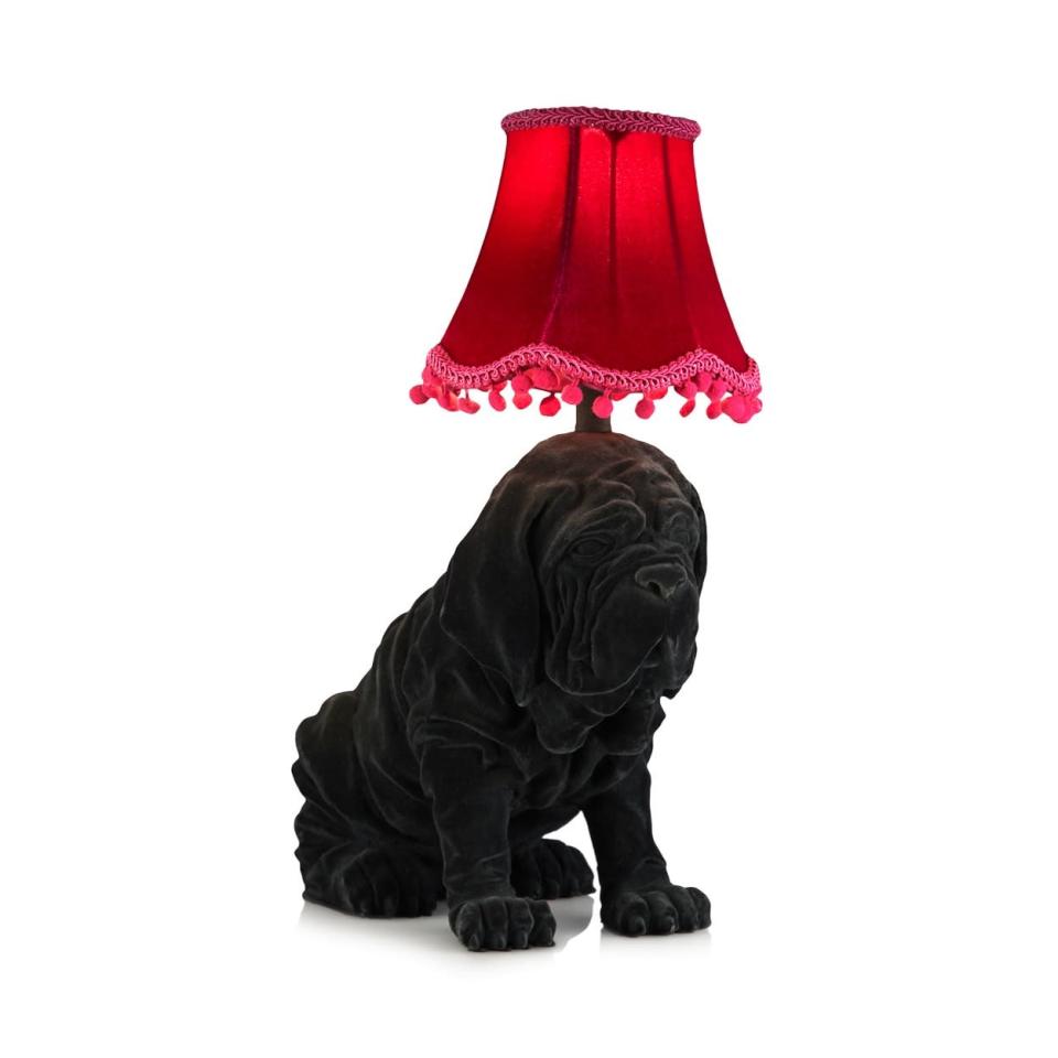 Designer Black Flocked Mastiff Lamp