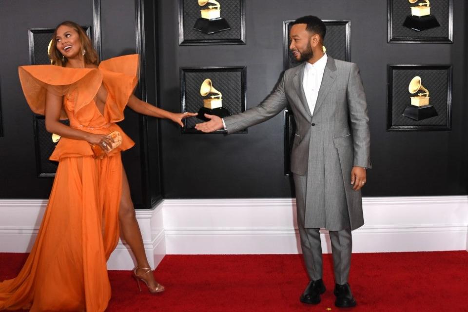 The couple arrived on the red carpet at the 62nd annual GRAMMY Awards on Sunday.