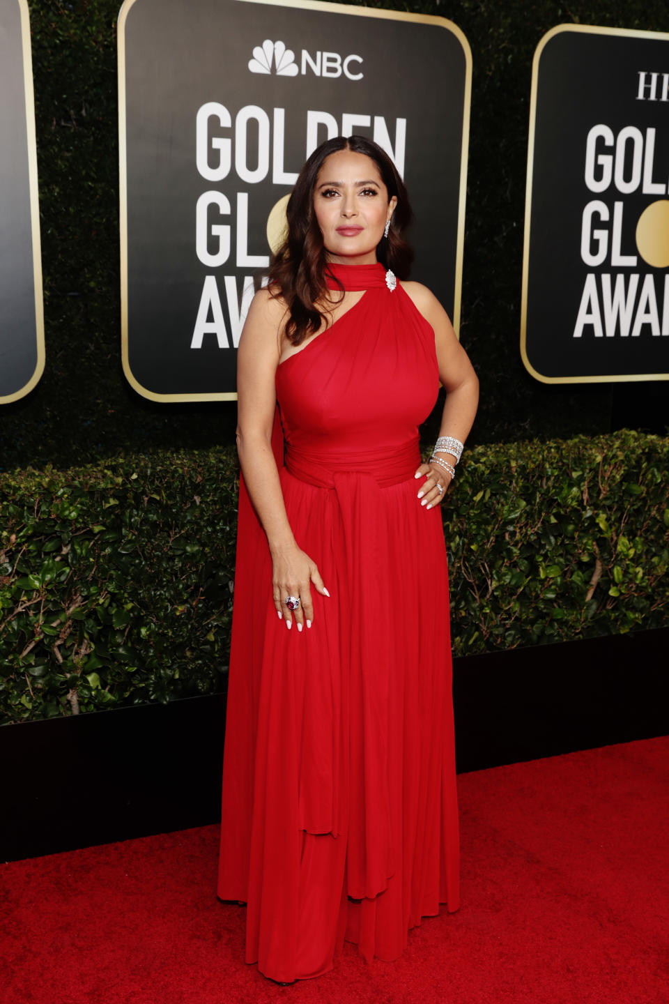 Salma Hayek attends the 78th Annual Golden Globe Awards held at The Beverly Hilton and broadcast on February 28, 2021 in Beverly Hills, California