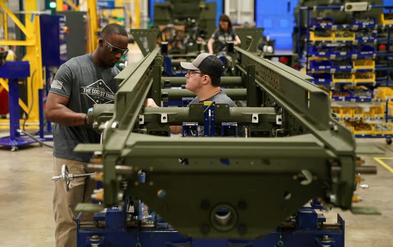 HIMARS missile launcher vehicles assembled at Lockheed Martin in Camden Arkansas