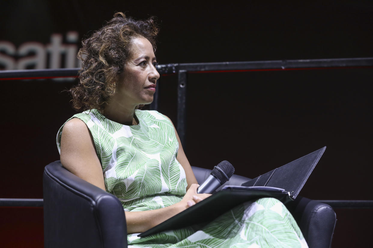 LONDON, ENGLAND - MAY 22: (EXCLUSIVE CONTENT) Samira Ahmed during the Brian Cox In Conversation Q&A at BFI & Radio Times Television Festival at BFI Southbank on May 22, 2022 in London, England. (Photo by Tristan Fewings/Getty Images)