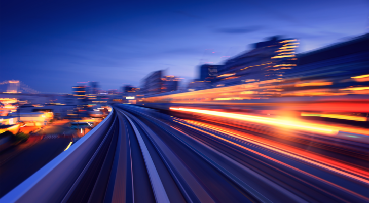 Subway tunnel with Motion blur of a city from inside, monorail in Tokyo