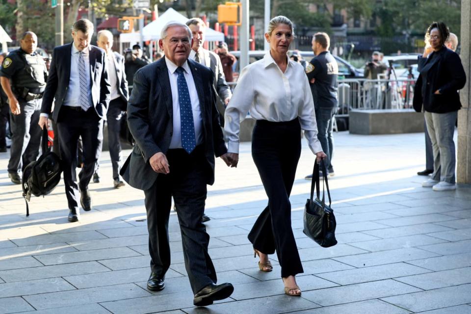 Bob and Nadine Menendez arrived at the courthouse together.