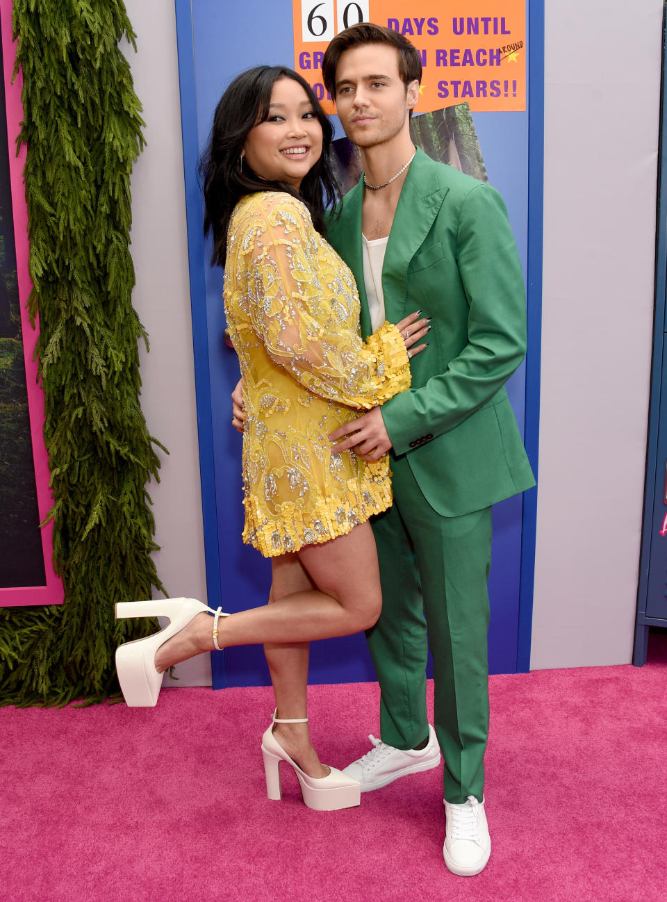 Lana Condor and Anthony De La Torre on the red carpet