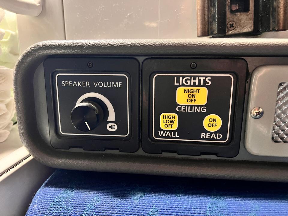 The control panel inside the author's Amtrak roomette.