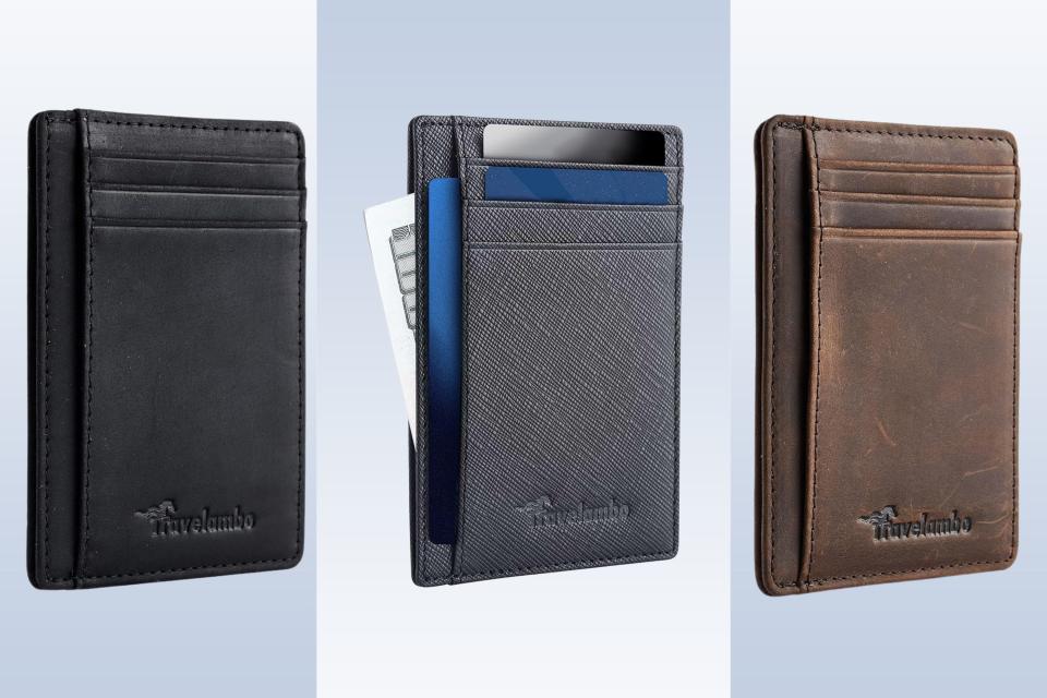 Black, gray and brown wallets.