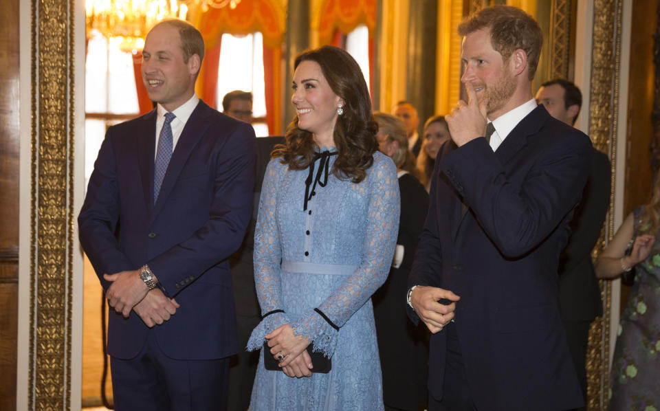 The Duchess of Cambridge debuted her baby bump for the very first time at a Buckingham Palace reception [Photo: PA]