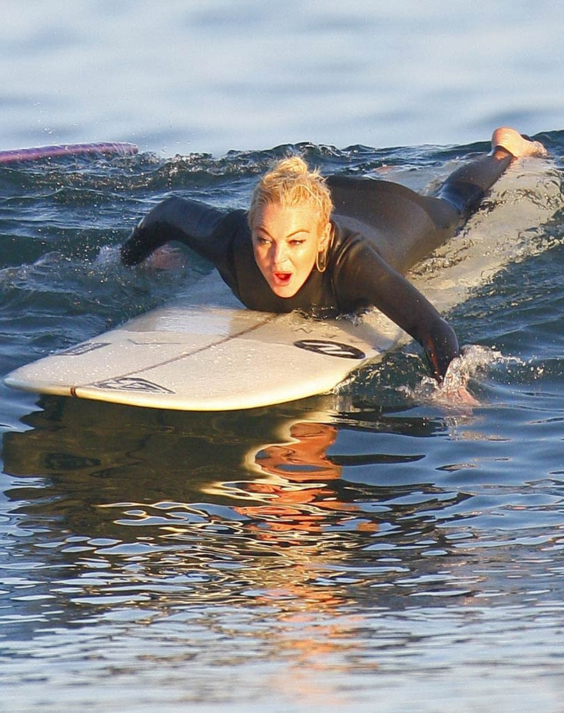 Lindsay Lohan Surfing Malibu