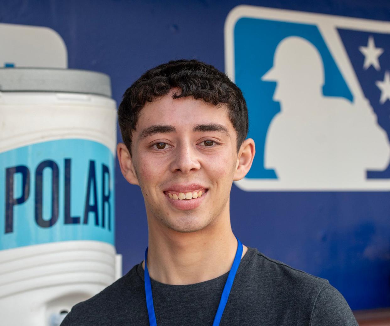 Noah Katz in the dugout at PolarPark.